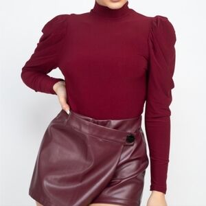 Pleated Mock Neck Top